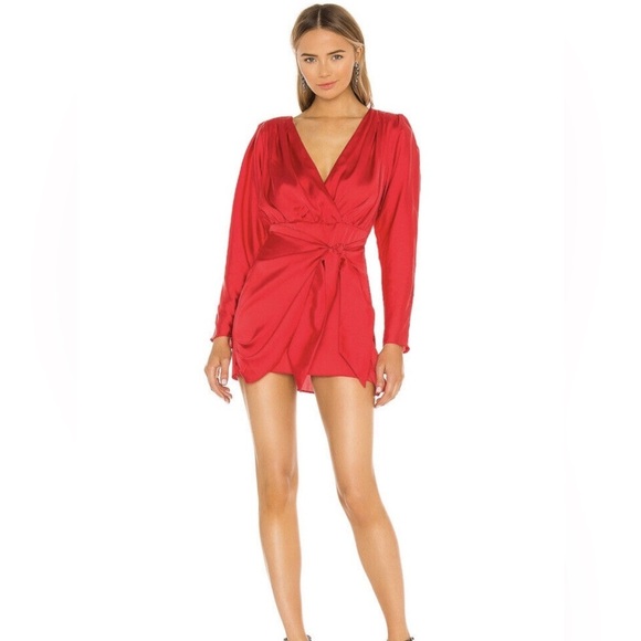New! REVOLVE L'Academie the Dore Mini Dress‎ Long Sleeve Red Size M - Picture 2 of 11